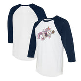 Cleveland Guardians Tiny Turnip Unisex Unicorn 3/4-Sleeve Raglan T-Shirt - White/Navy