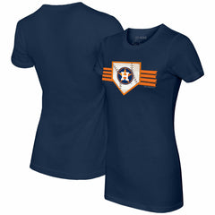 Houston Astros Tiny Turnip Women's Base Stripe T-Shirt - Navy