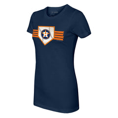 Houston Astros Tiny Turnip Women's Base Stripe T-Shirt - Navy