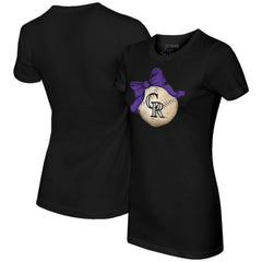 Colorado Rockies Tiny Turnip Women's Baseball Bow T-Shirt - Black