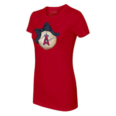 Los Angeles Angels Tiny Turnip Women's Baseball Bow T-Shirt - Red