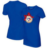 Toronto Blue Jays Tiny Turnip Women's Baseball Bow T-Shirt - Royal