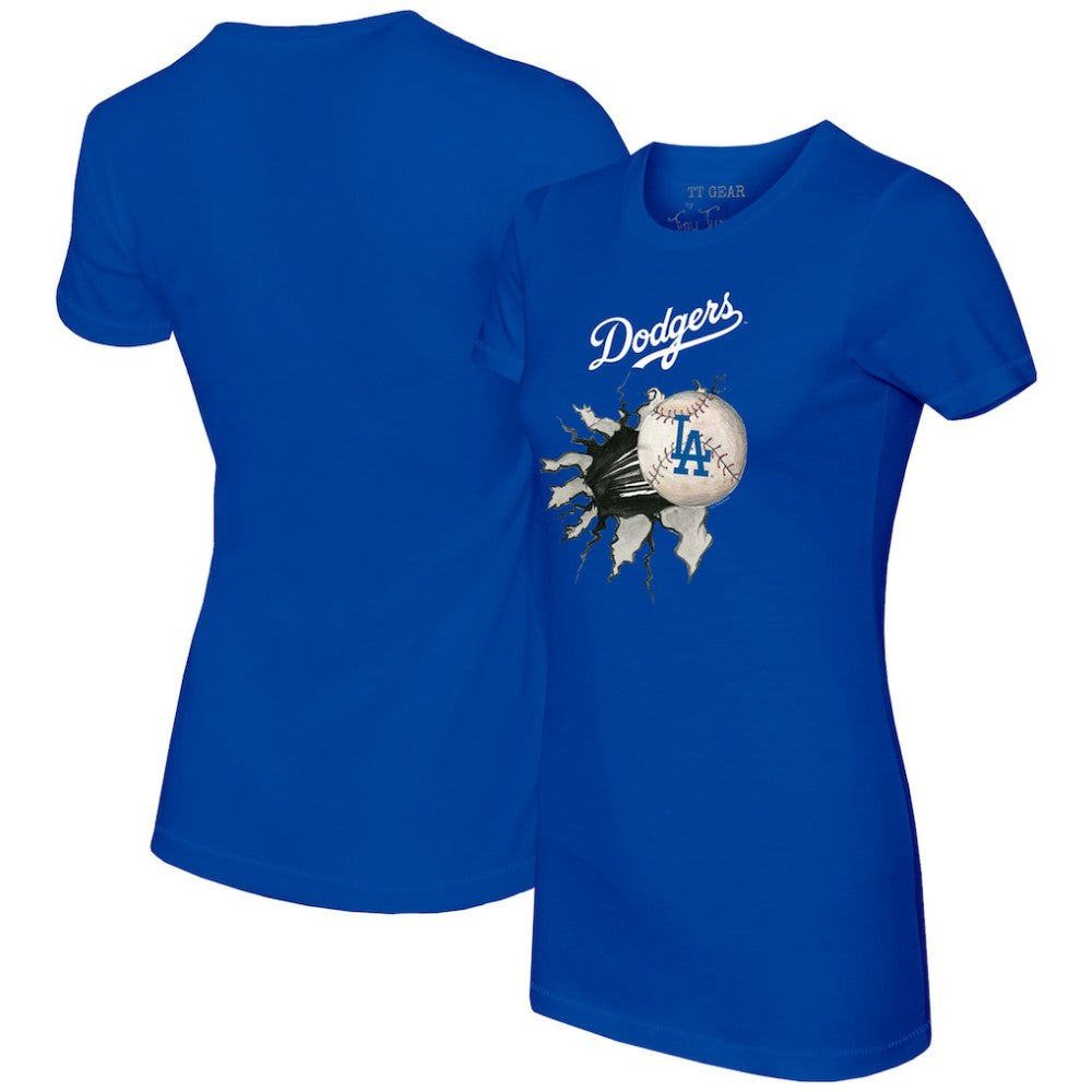 Los Angeles Dodgers Tiny Turnip Women's Baseball Tear T-Shirt - Royal