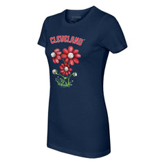 Cleveland Guardians Tiny Turnip Women's Blooming Baseballs T-Shirt - Navy