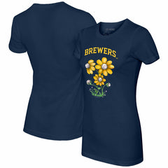 Milwaukee Brewers Tiny Turnip Women's Blooming Baseballs T-Shirt - Navy