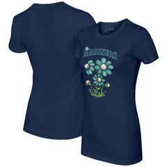 Seattle Mariners Tiny Turnip Women's Blooming Baseballs T-Shirt - Navy