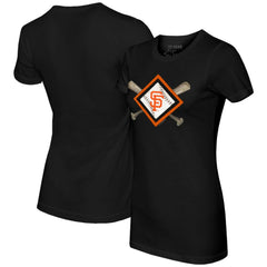 San Francisco Giants Tiny Turnip Women's Diamond Cross Bats T-Shirt - Black