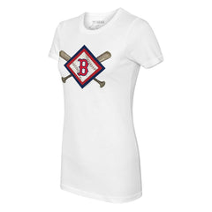 Boston Red Sox Tiny Turnip Women's Diamond Cross Bats T-Shirt - White