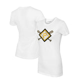Pittsburgh Pirates Tiny Turnip Women's Diamond Cross Bats T-Shirt - White
