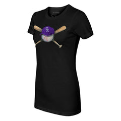 Colorado Rockies Tiny Turnip Women's Hat Crossbats T-Shirt - Black