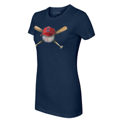 Cleveland Guardians Tiny Turnip Women's Hat Crossbats T-Shirt - Navy