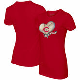 Cincinnati Reds Tiny Turnip Women's Heart Banner T-Shirt - Red