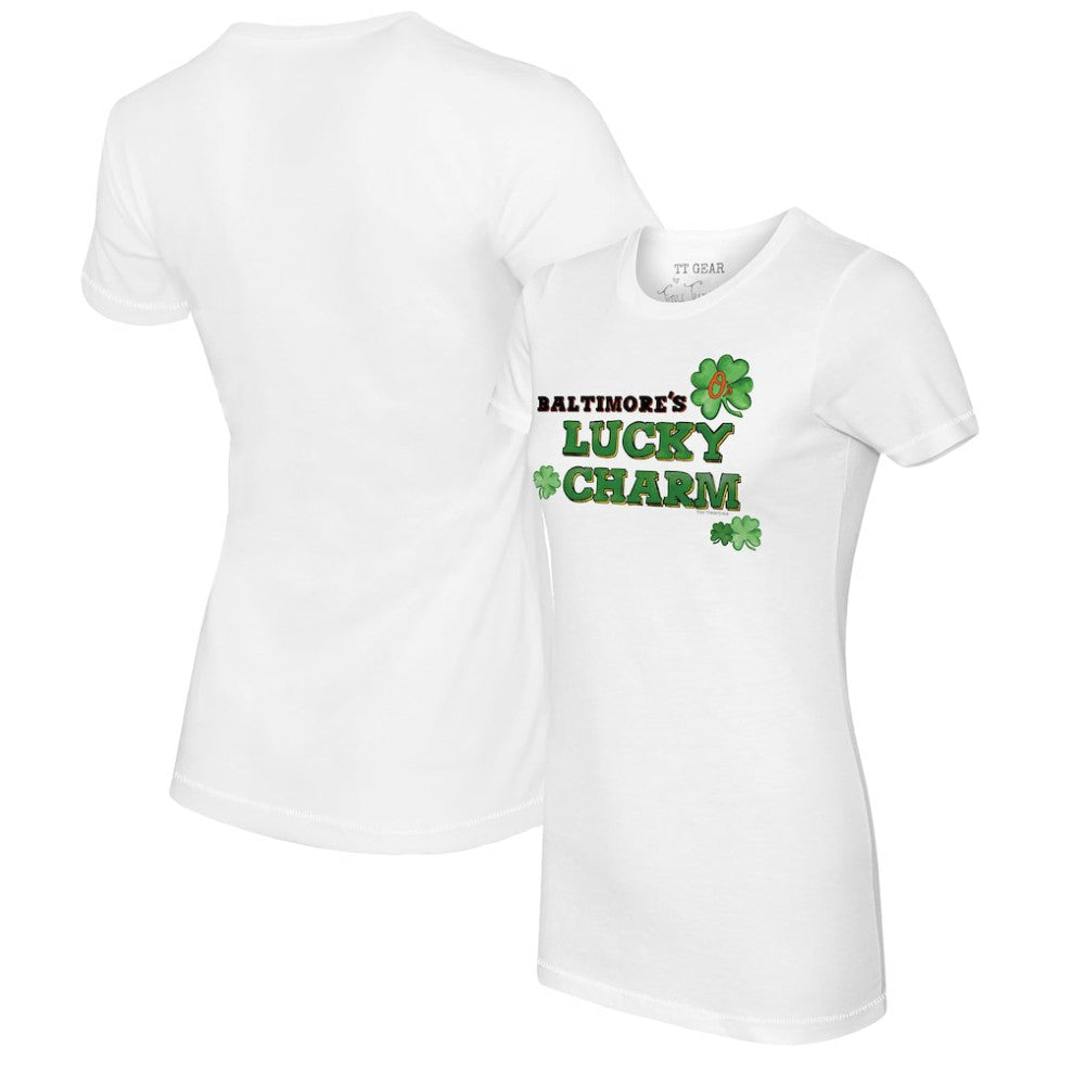 Baltimore Orioles Tiny Turnip Women's Lucky Charm T-Shirt - White