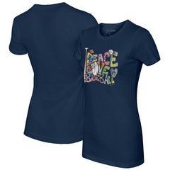 Milwaukee Brewers Tiny Turnip Women's Peace Love Baseball Fitted T-Shirt - Navy