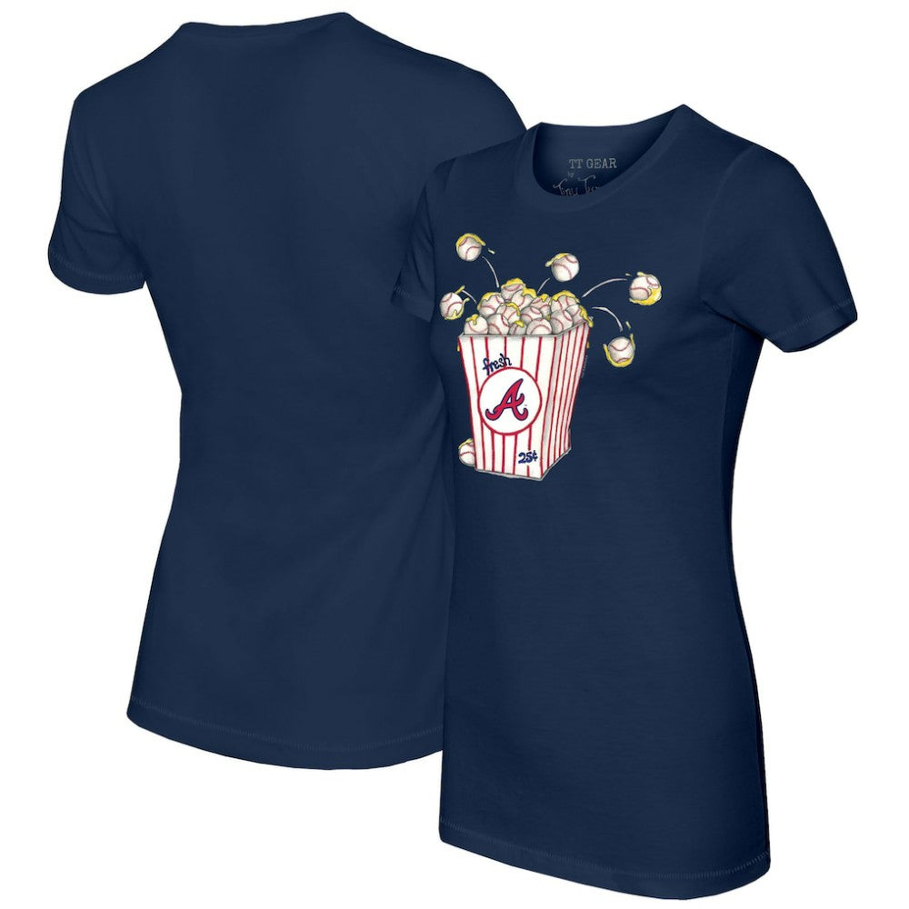 Atlanta Braves Tiny Turnip Women's Popcorn T-Shirt - Navy