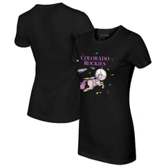 Colorado Rockies Tiny Turnip Women's Space Unicorn T-Shirt - Black