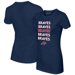 Atlanta Braves Tiny Turnip Women's Stacked T-Shirt - Navy