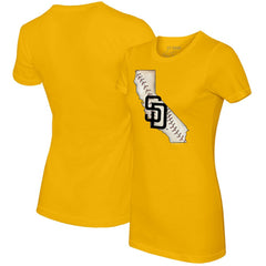 San Diego Padres Tiny Turnip Women's State Outline T-Shirt - Gold