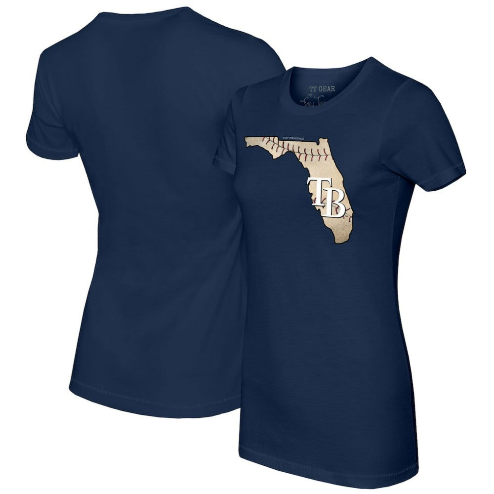 Tampa Bay Rays Tiny Turnip Women's State Outline T-Shirt - Navy