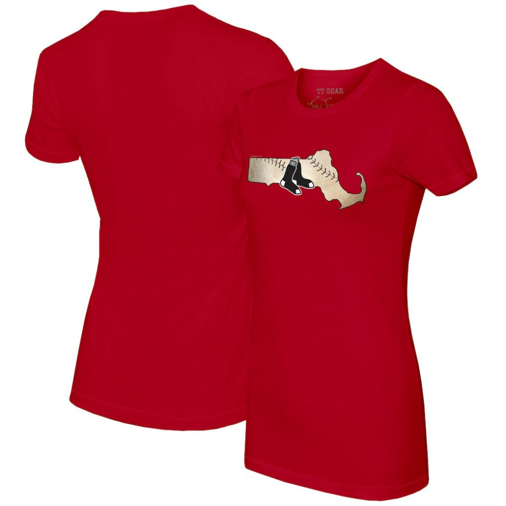Boston Red Sox Tiny Turnip Women's State Outline T-Shirt - Red