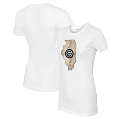 Chicago Cubs Tiny Turnip Women's State Outline T-Shirt - White