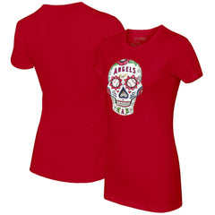 Los Angeles Angels Tiny Turnip Women's Sugar Skull T-Shirt - Red