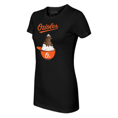 Baltimore Orioles Tiny Turnip Women's Sundae Helmet T-Shirt - Black