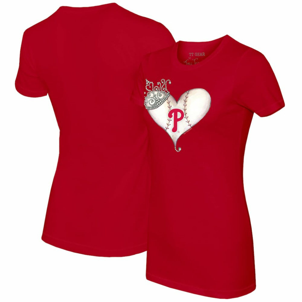 Philadelphia Phillies Tiny Turnip Women's Tiara Heart T-Shirt - Red