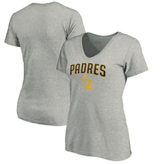 San Diego Padres Women's Core Team Lock Up Wordmark V-Neck T-Shirt - Gray