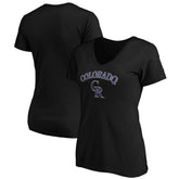 Colorado Rockies Women's Core Team Lock Up V-Neck T-Shirt - Black