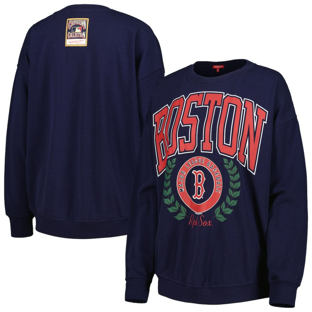 Boston Red Sox Women's Logo Lt 2.0 Pullover Sweatshirt - Navy | Mitchell & Ness