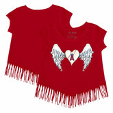 Los Angeles Angels Tiny Turnip Girls Youth Angel Wings Fringe T-Shirt - Red