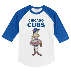 Chicago Cubs Tiny Turnip Youth Babes 3/4-Sleeve Raglan T-Shirt - White/Royal