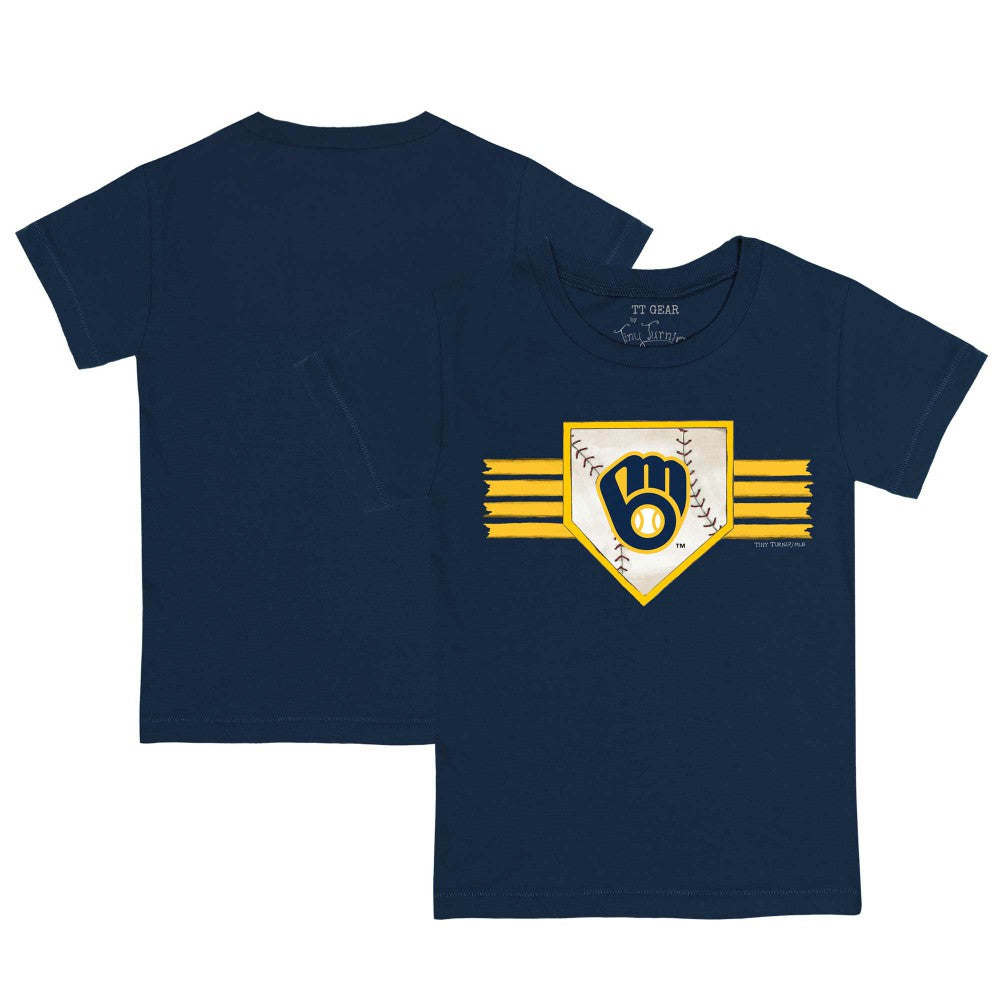 Milwaukee Brewers Tiny Turnip Youth Base Stripe T-Shirt - Navy