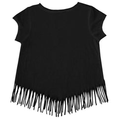 Baltimore Orioles Tiny Turnip Girls Youth Baseball Bow Fringe T-Shirt - Black