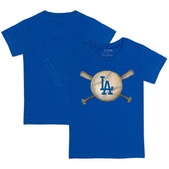 Los Angeles Dodgers Tiny Turnip Youth Baseball Cross Bats T-Shirt - Royal