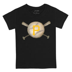 Pittsburgh Pirates Tiny Turnip Youth Baseball Cross Bats T-Shirt - Black