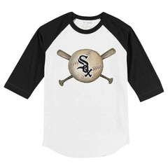 Chicago White Sox Tiny Turnip Youth Baseball Cross Bats 3/4-Sleeve Raglan T-Shirt - White/Black