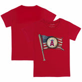 Los Angeles Angels Tiny Turnip Youth Baseball Flag T-Shirt - Red