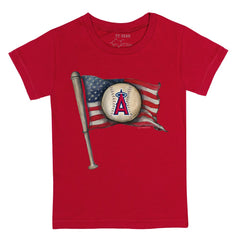 Los Angeles Angels Tiny Turnip Youth Baseball Flag T-Shirt - Red