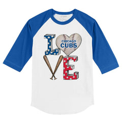 Chicago Cubs Tiny Turnip Youth Baseball Love 3/4-Sleeve Raglan T-Shirt - White/Royal