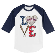 Cleveland Guardians Tiny Turnip Youth Baseball Love 3/4-Sleeve Raglan T-Shirt - White/Navy