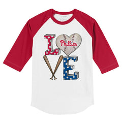 Philadelphia Phillies Tiny Turnip Youth Baseball Love 3/4-Sleeve Raglan T-Shirt - White/Red