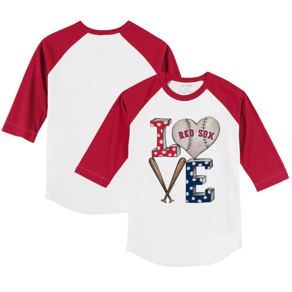 Boston Red Sox Tiny Turnip Youth Baseball Love 3/4-Sleeve Raglan T-Shirt - White/Red