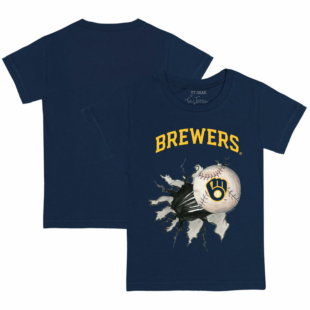 Milwaukee Brewers Tiny Turnip Youth Baseball Tear T-Shirt - Navy