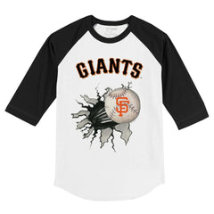 San Francisco Giants Tiny Turnip Youth Baseball Tear 3/4-Sleeve Raglan T-Shirt - White/Black