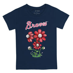 Atlanta Braves Tiny Turnip Youth Blooming Baseballs T-Shirt - Navy