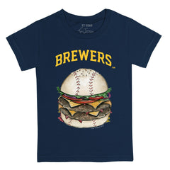 Milwaukee Brewers Tiny Turnip Youth Burger T-Shirt - Navy