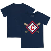 Cleveland Guardians Tiny Turnip Youth Diamond Cross Bats T-Shirt - Navy
