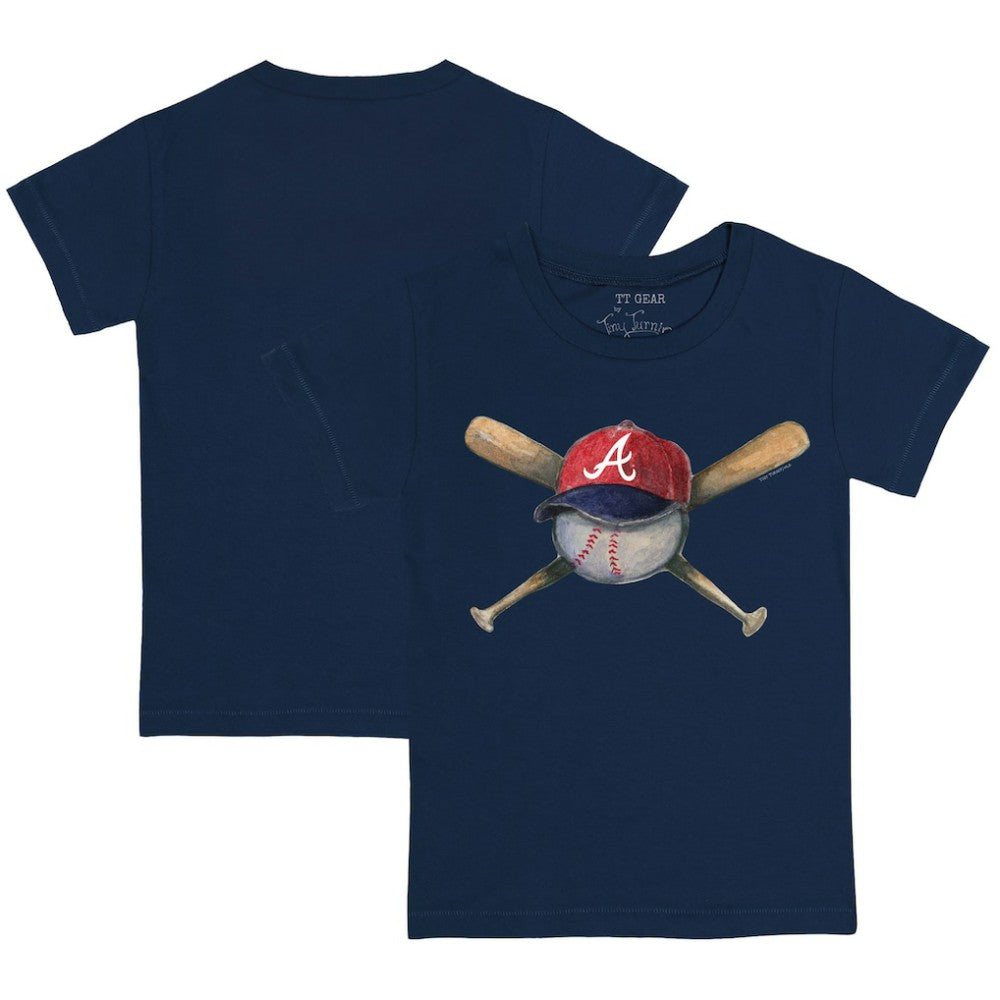 Atlanta Braves Tiny Turnip Youth Hat Crossbats T-Shirt - Navy